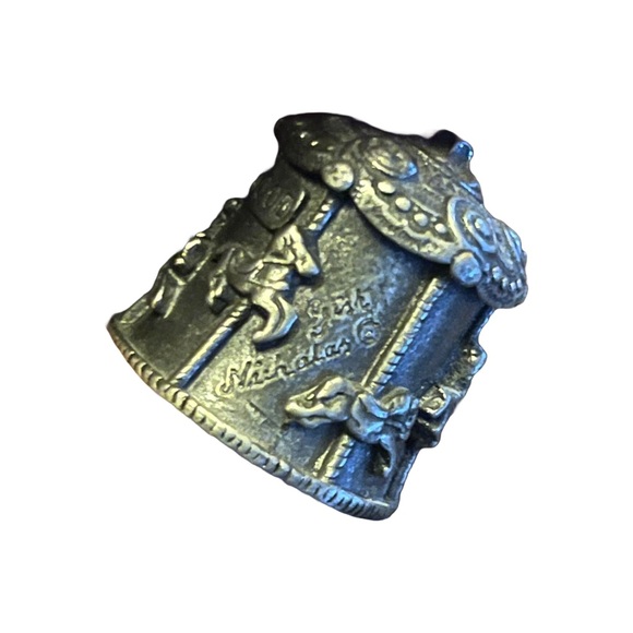 Pewter Thimble - Nicholas Gish - Silverwood Carousel Merry Go Round Vintage - Picture 1 of 7